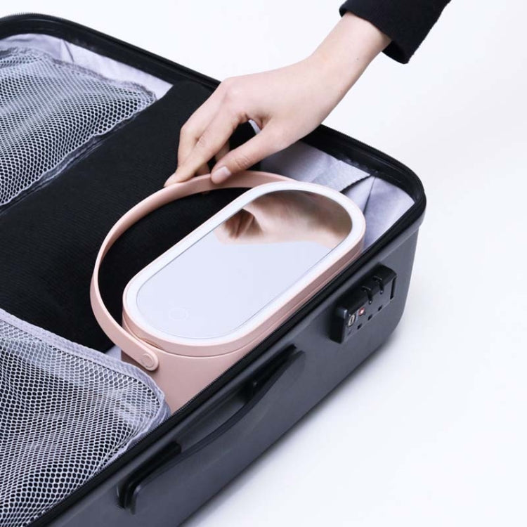 Portable Cosmetic Case Cosmetic Storage Box with Handle & Makeup Mirror & Table Lamp