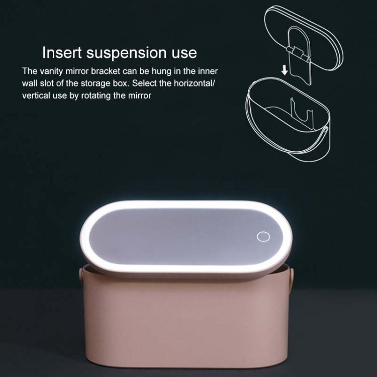 Portable Cosmetic Case Cosmetic Storage Box with Handle & Makeup Mirror & Table Lamp