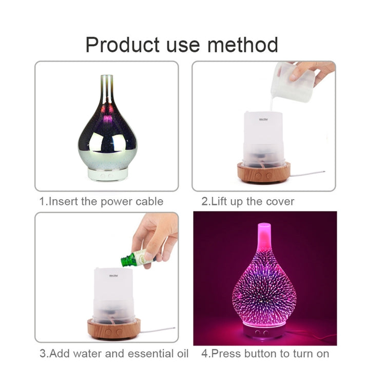 Mini 100ml Household Humidifier Ultrasonic Creative Purification 3D Glass Aromatherapy Machine Automatic Alcohol Sprayer, AU Plug