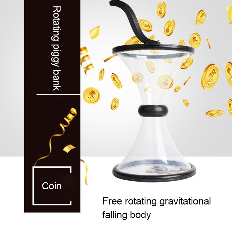 Vortex Bank Decompression Transparent Funnel Gravity Rotating Coin Storage Box