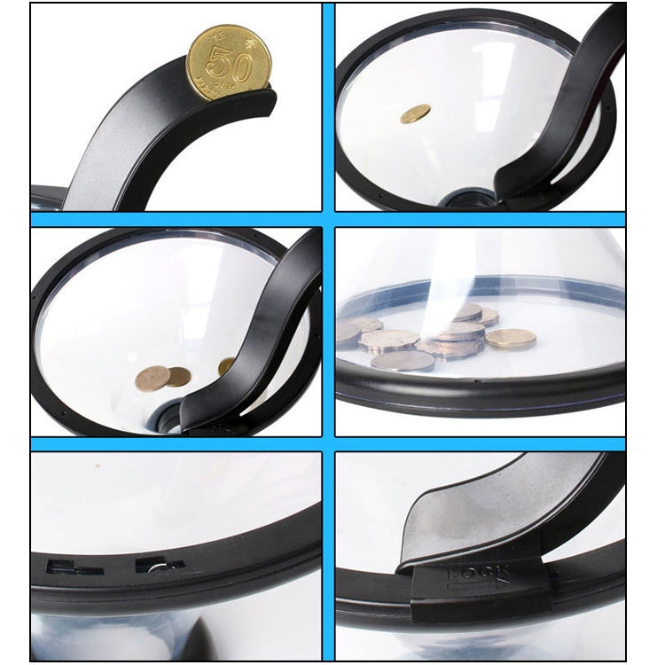 Vortex Bank Decompression Transparent Funnel Gravity Rotating Coin Storage Box