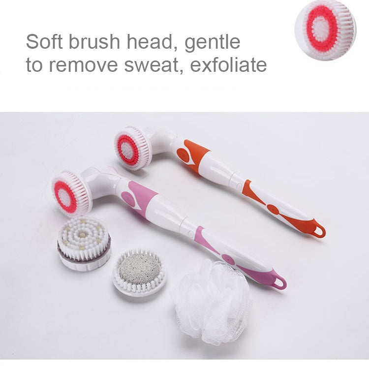 Multi-function Electric Waterproof Bath Cleansing Brush Long-handled Massage Brush, with 4 Brush Heads