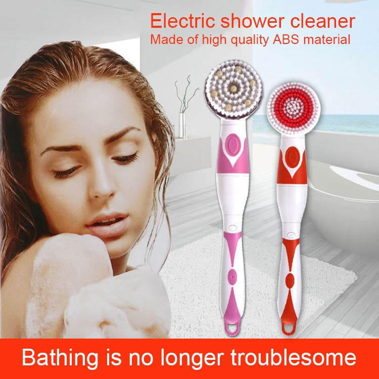 Multi-function Electric Waterproof Bath Cleansing Brush Long-handled Massage Brush, with 4 Brush Heads
