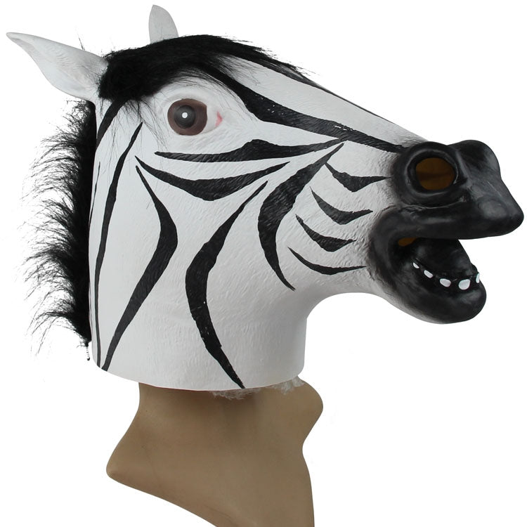 Popular Pretty Halloween Mask Masquerade Emulsion Horse Head Zebra Mask for Men and Women