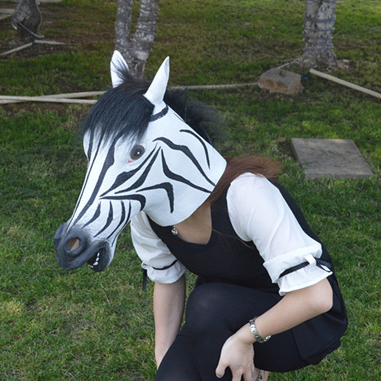 Popular Pretty Halloween Mask Masquerade Emulsion Horse Head Zebra Mask for Men and Women