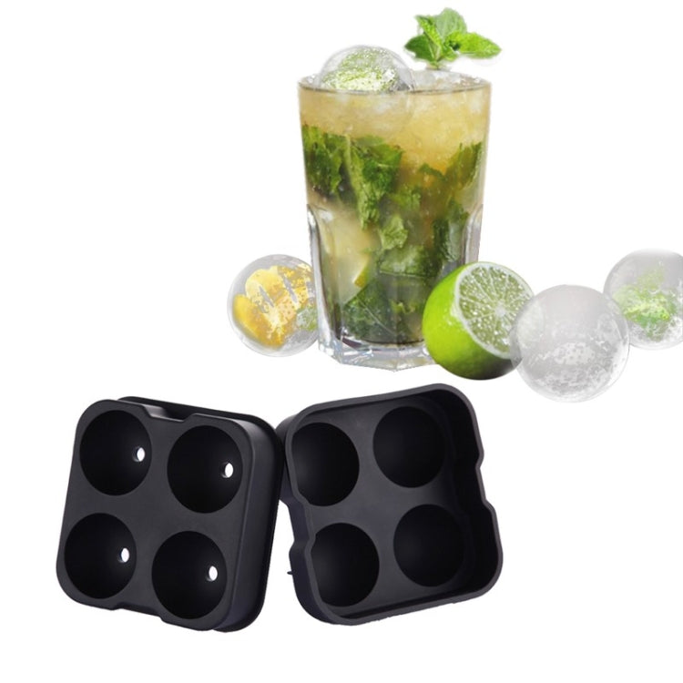 Ball Shape 4-Grid Silicone Ice Cube Mold