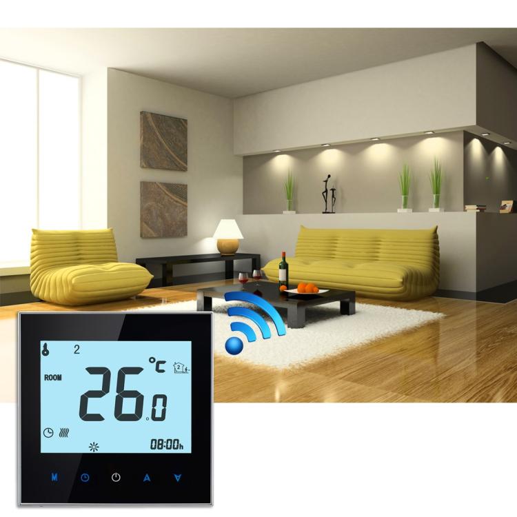 BHT-1000-GB-WIFI 16A Load Electronic Heating Type Touch LCD Digital WiFi Heating Room Thermostat with Sensor, Display Clock / Temperature / Periods / Time / Week / Heat etc.