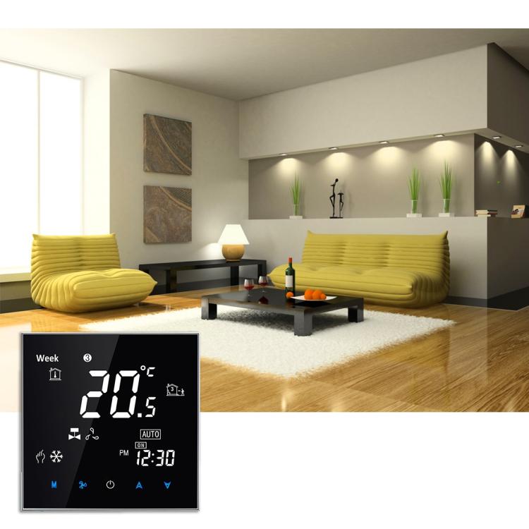 BAC-2000 Central Air Conditioning Type Touch LCD Digital 2-pipe Fan Coil Unit Room Thermostat, Display Fan Speed / Clock / Temperature  / Time / Week / Heat etc.