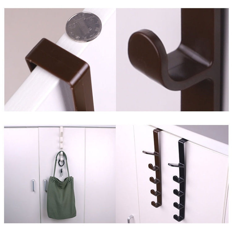 4pcs Multifunctional Vertical Style Bathroom Kitchen Wall Door Wardrobe Hanger Umbrella Clothes Towel Hook with 5 Hooks, Random Color Delivery