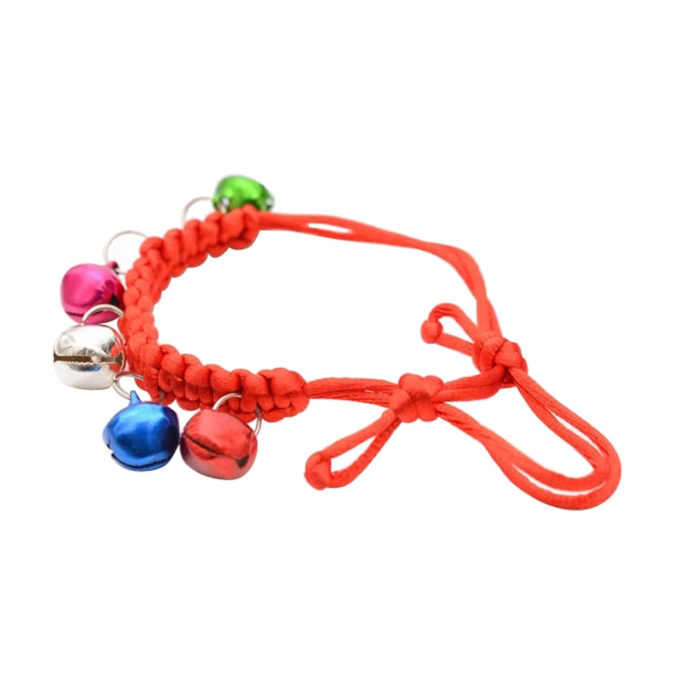 10 PCS Hand-Woven Adjustable Pet Bell Collars, Adjustable Perimeter: 18-32cm, Random Color Delivery