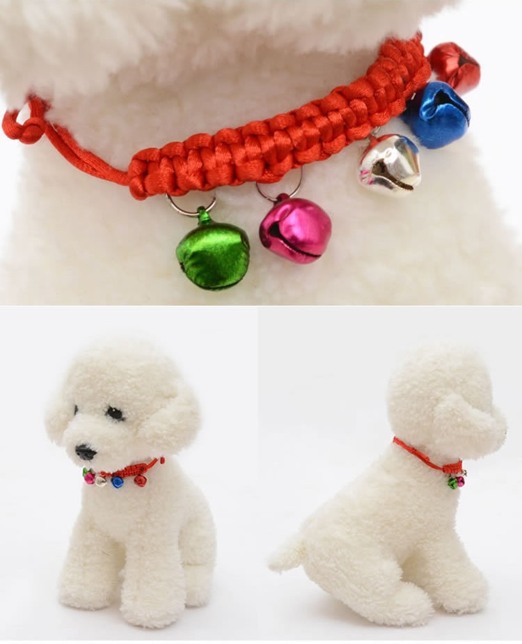 10 PCS Hand-Woven Adjustable Pet Bell Collars, Adjustable Perimeter: 18-32cm, Random Color Delivery