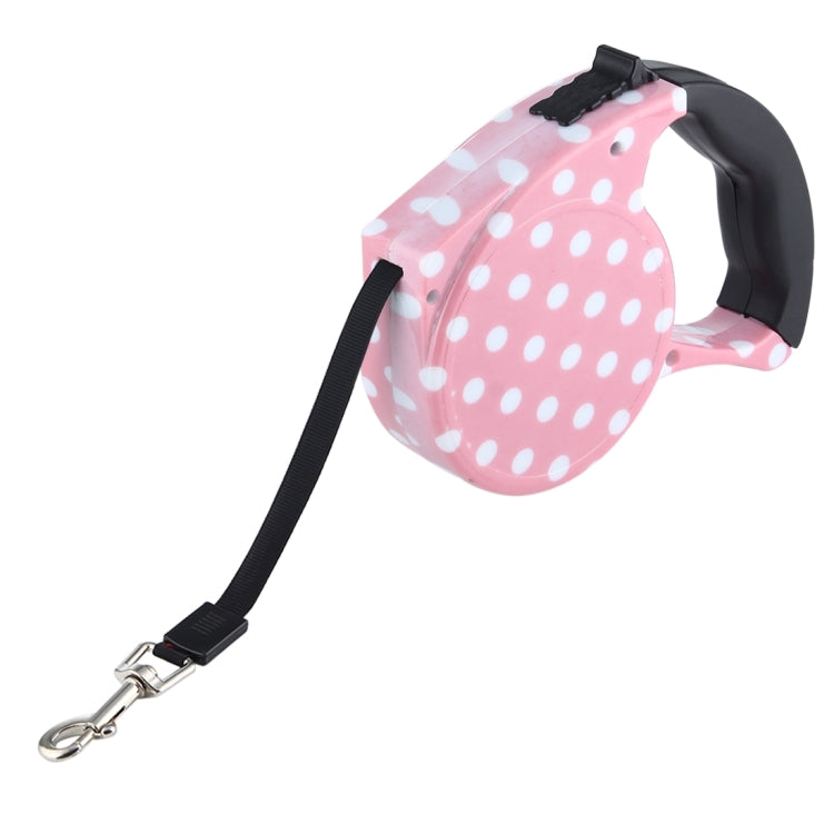 5m Pink Dot Pattern Flexible Retractable Dog / Cat Leash for Daily Walking