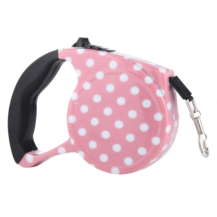5m Pink Dot Pattern Flexible Retractable Dog / Cat Leash for Daily Walking