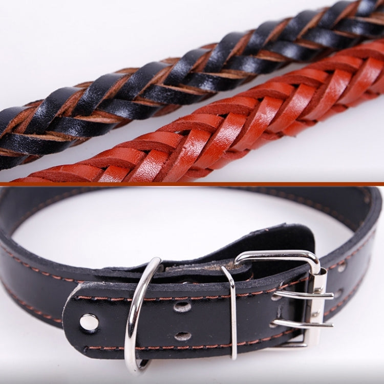 Cowhide Traction Belt Dog Collar Telescopic Dog Rope, Suitable For Medium and Large Dogs, M, Rope Length: 128cm Collar Size: 32-44cm