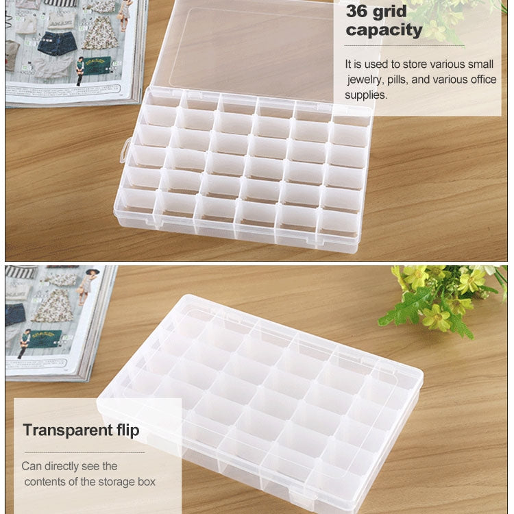 Plastic Organizer Container Storage Box Removable Grid Compartment for Jewelry Earring Fishing Hook Small Accessories, Size: Large, 36 Slots