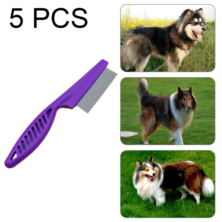 5 PCS Pet Cats Dogs Supplies Combs Fine Toothed Stainless Steel Needle Fleas Removal Combs, Length: 14cm