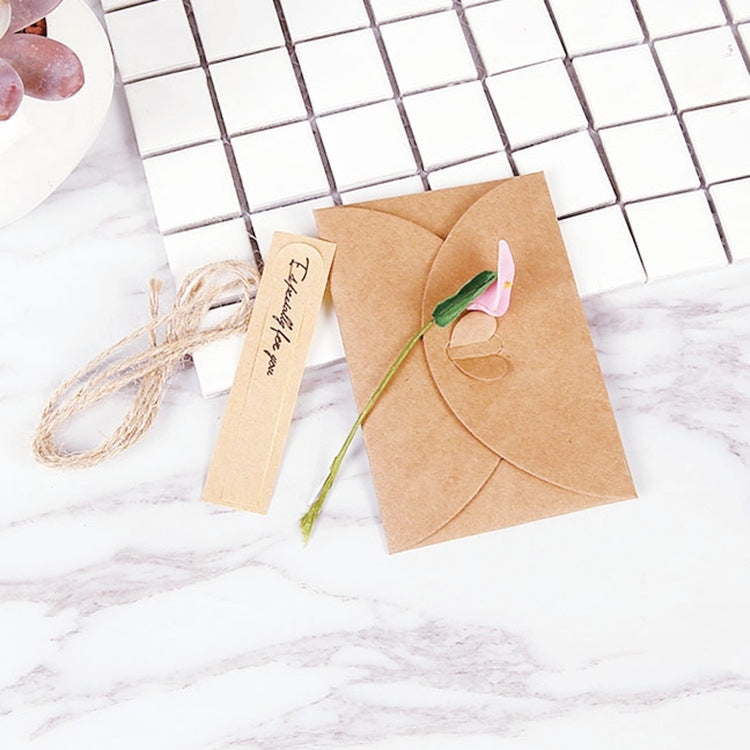 10 PCS Festival Creative DIY Retro Kraft Paper Handmade Small Dry Flower Greeting Card Birthday Card