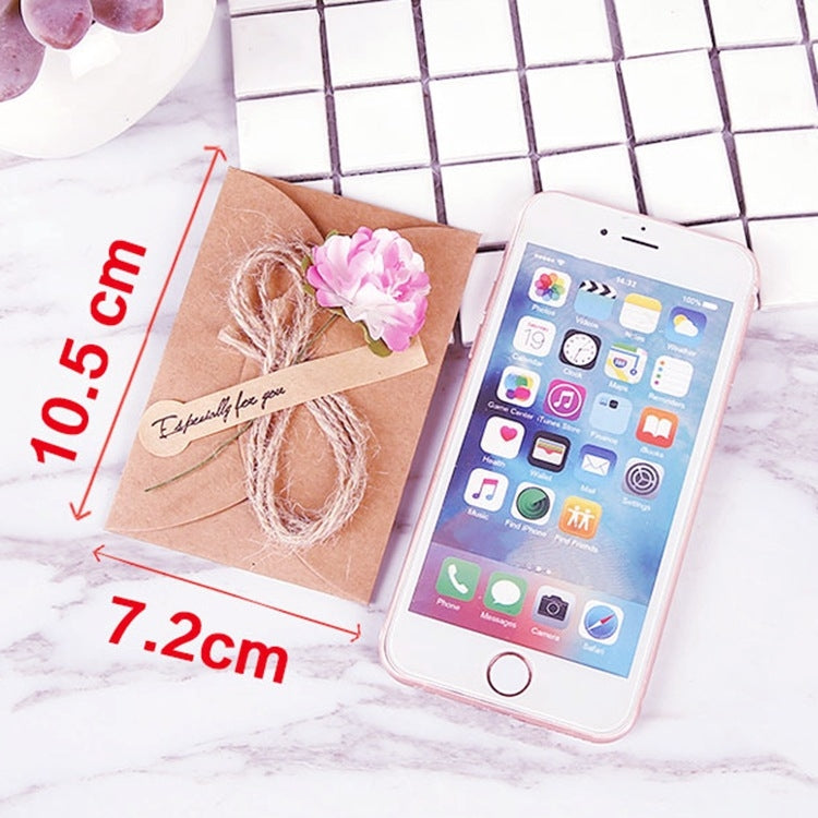 10 PCS Festival Creative DIY Retro Kraft Paper Handmade Small Dry Flower Greeting Card Birthday Card