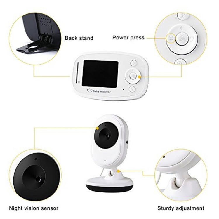 BM-SP820 2.4 inch LCD 2.4GHz Wireless Surveillance Camera Baby Monitor with 7-IR LED Night Vision, Two Way Voice Talk