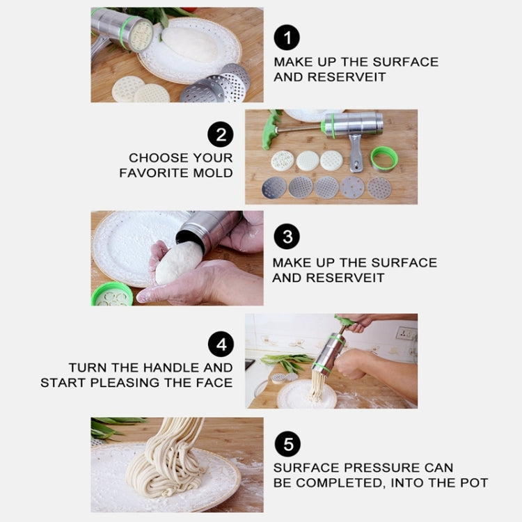 5 Molds Household Manually Small Stainless Steel Pressing Style Handhold Noodle Machine