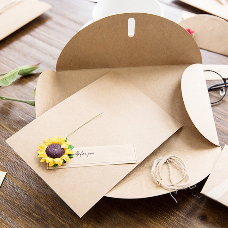 5 PCS Festival Creative DIY Retro Kraft Paper Handmade Large Dry Flower Greeting Card Birthday Card