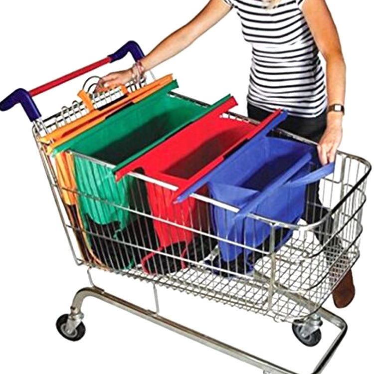4 PCS / Set Supermarket Trolley Bags Non-Woven Portable Shopping Bags