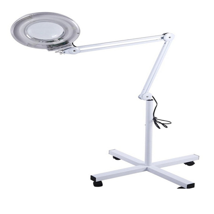 5X Foldable Swing Arm Desk Table Mount Magnifier with Lamp Light for Facial Tattoo Eyebrow Nail Salon Beauty, Cool White Light