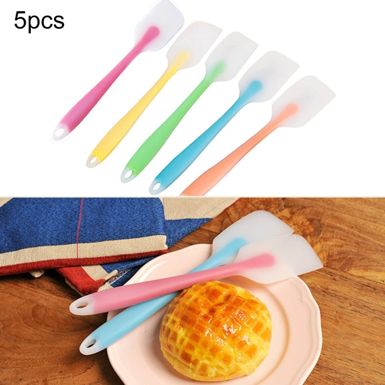 5 PCS Baking Tool Translucent Integrated High Temperature Resistance Cream Silicone Scraper Cake Spatula, Random Color Delivery