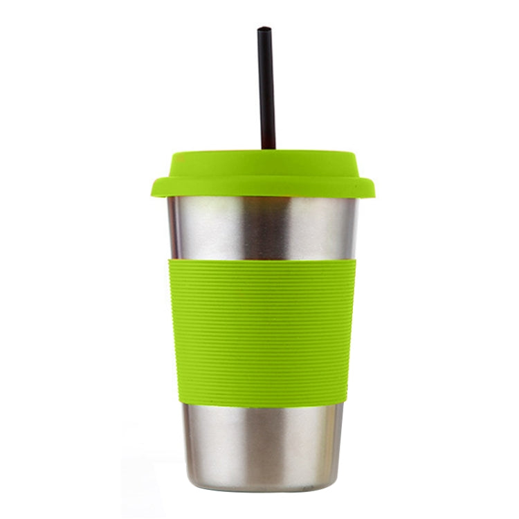 500ml Single Wall Electropolished Stainless Steel Curling Edge Beverage Cup With Rubber Circle Band And Cap