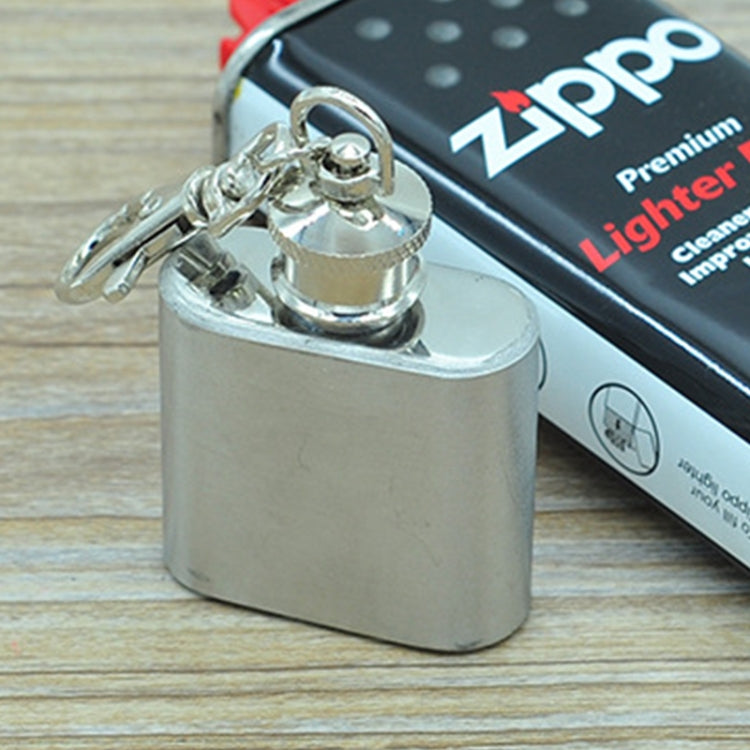 28mL(1oz)Cute Mini Portable Wine Jug Handy Stainless Steel Hip Flask with a Key Chain(Silver)