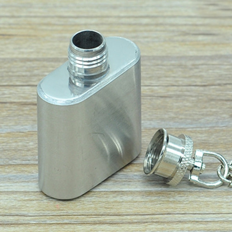 28mL(1oz)Cute Mini Portable Wine Jug Handy Stainless Steel Hip Flask with a Key Chain(Silver)