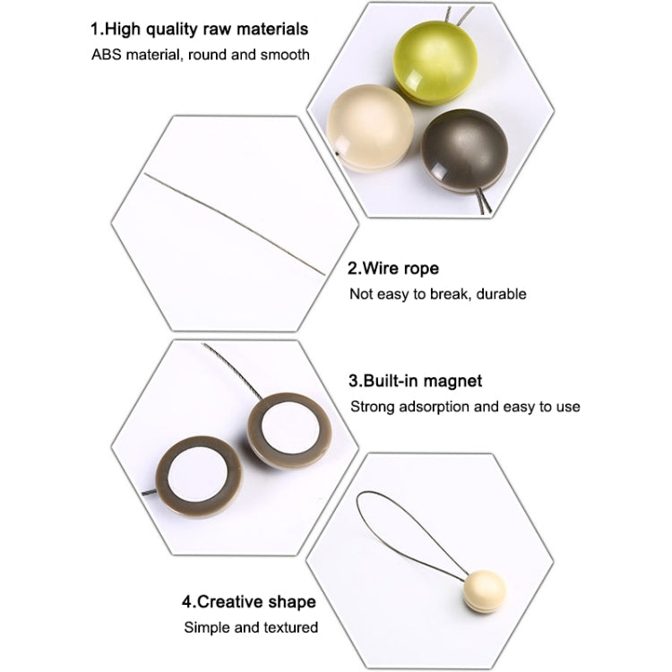 2 PCS Fashion Cat Eye Resin Steel Wire Magnet Curtain Buckle Tie Rope