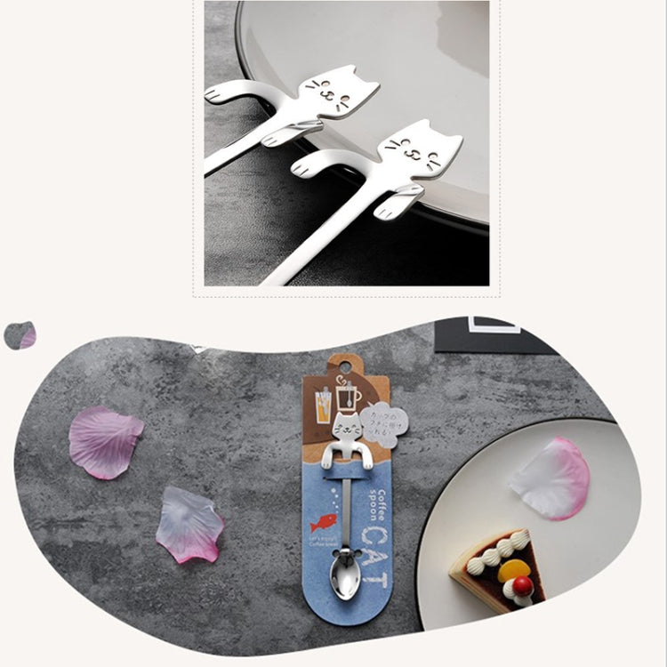 Creative 304 Stainless Steel Cartoon Cat Handle Coffee Stirring Spoons, 11.8*1.8cm