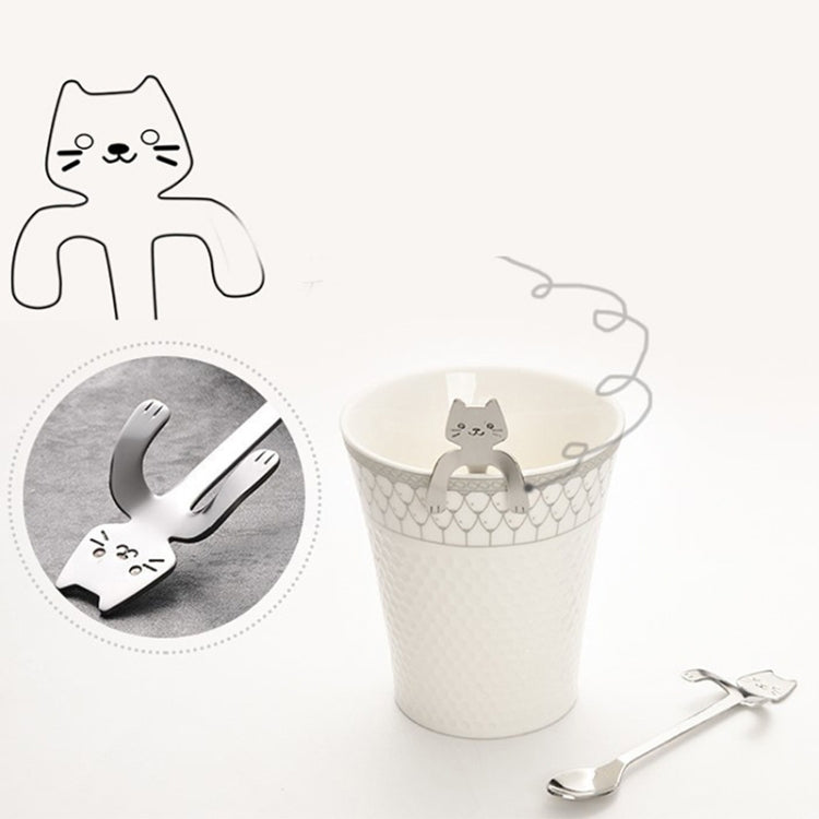 Creative 304 Stainless Steel Cartoon Cat Handle Coffee Stirring Spoons, 11.8*1.8cm