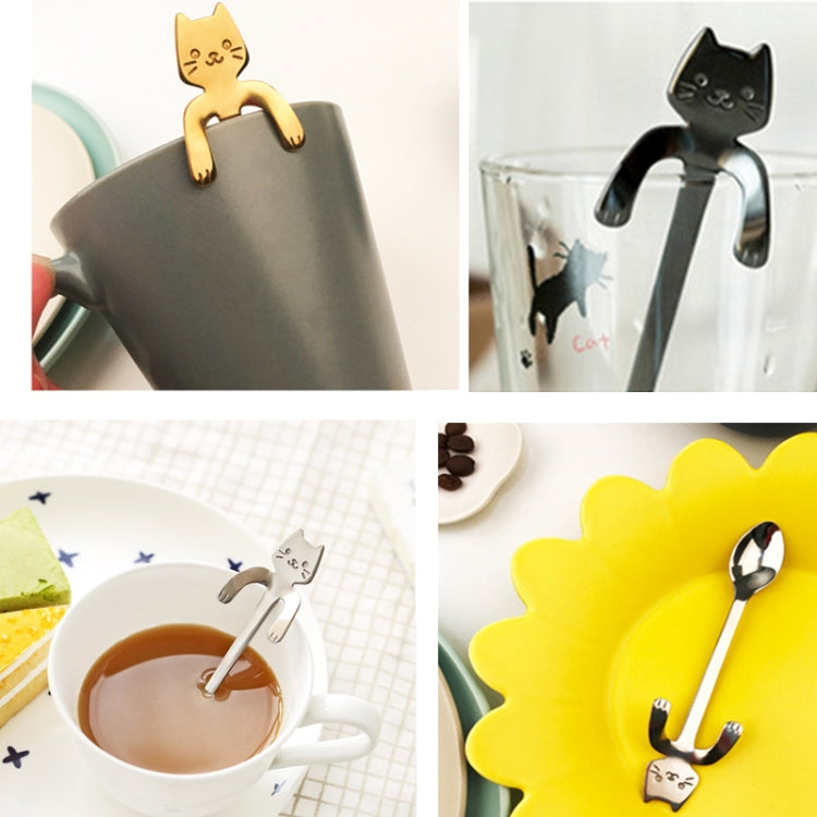 Creative 304 Stainless Steel Cartoon Cat Handle Coffee Stirring Spoons, 11.8*1.8cm