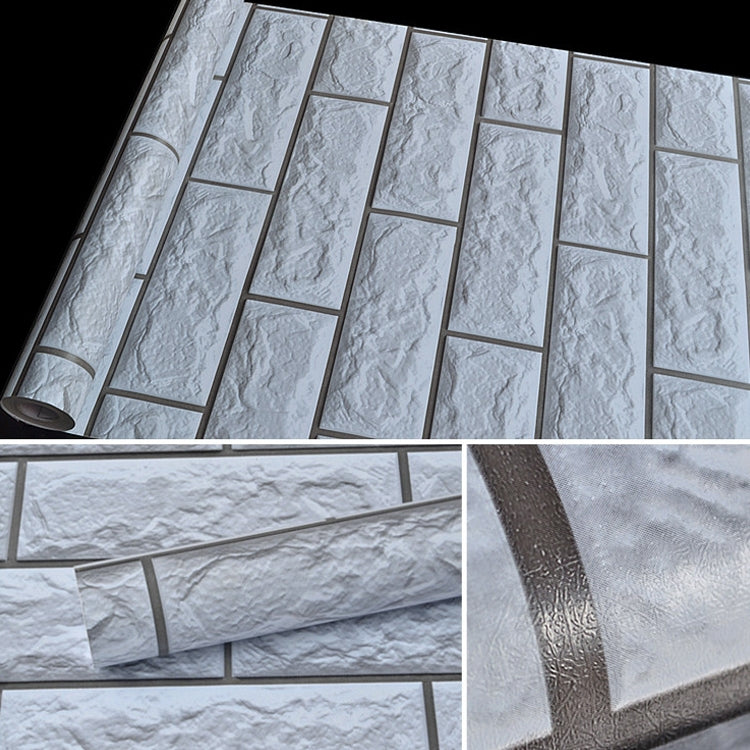 Silver Grey Brick Creative 3D Stone Brick Decoration Wallpaper Stickers Bedroom Living Room Wall Waterproof Wallpaper Roll, Size: 45 x 1000cm