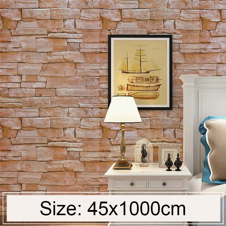 Slate Creative 3D Stone Brick Decoration Wallpaper Stickers Bedroom Living Room Wall Waterproof Wallpaper Roll, Size: 45 x 1000cm