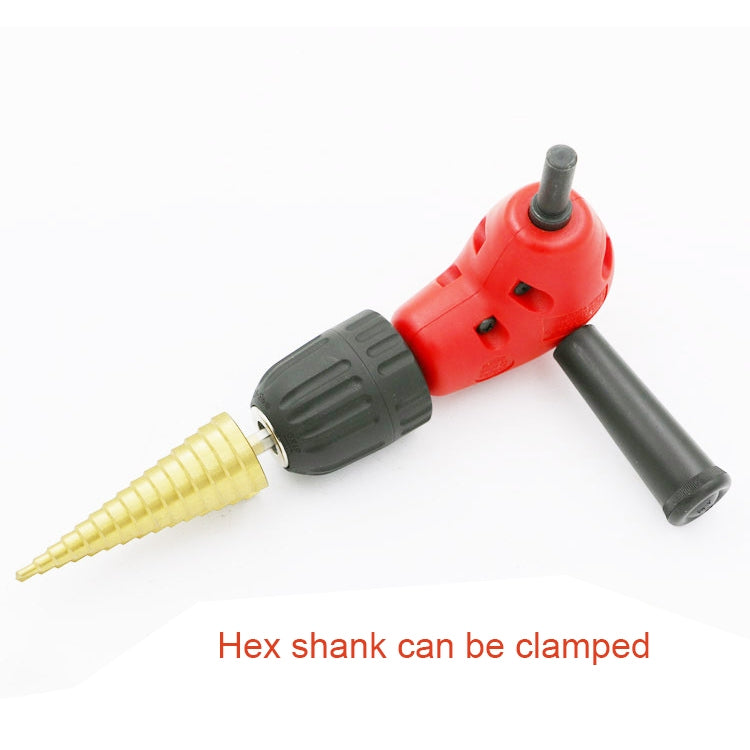Adjustable Switching Head Right Angle Drill Gripping with Triangular Handle, Circular Handle and Hex Shank