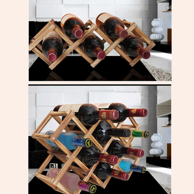 10 Bottles Racks Foldable Wine Stand Wooden Wine Holder Kitchen Bar Display Shelf