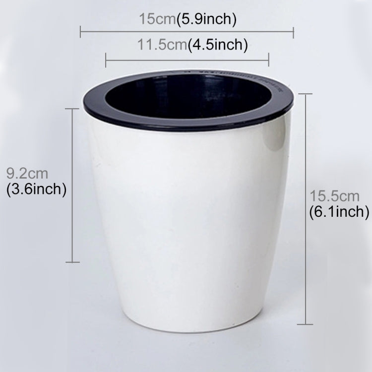 Lazy Flower Pots Automatic Water-absorbing Hydroponic Potted Plants Circular Resin Plastic Flower Pots Double-layer Design Self Watering Planter, Diameter: 15cm, Height: 15.5cm