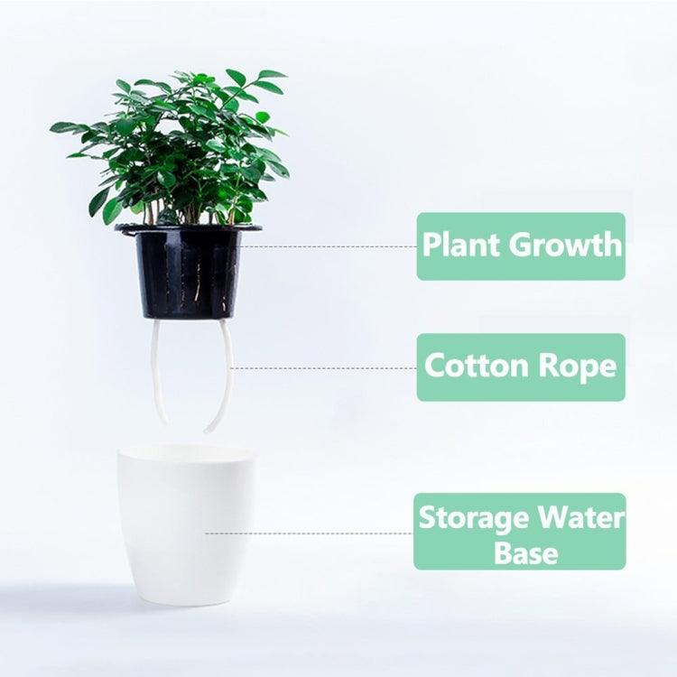 Lazy Flower Pots Automatic Water-absorbing Hydroponic Potted Plants Circular Resin Plastic Flower Pots Double-layer Design Self Watering Planter, Diameter: 15cm, Height: 15.5cm