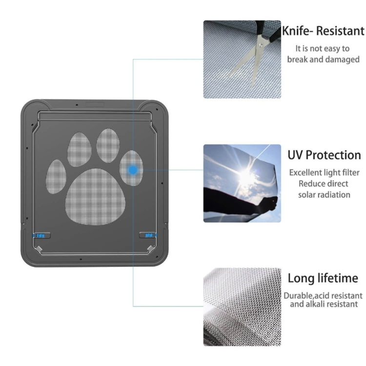 Pet Footprint Pattern Dog Auto Lock / Lockable Gate Cat Safe Flap Window Pet Screen Door, Size: 42x37cm