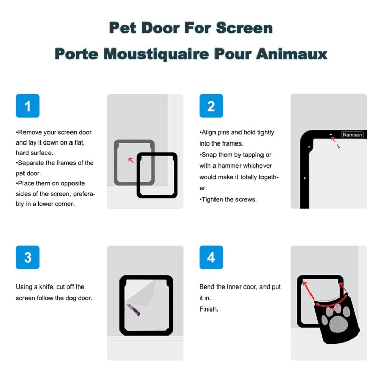Pet Footprint Pattern Dog Auto Lock / Lockable Gate Cat Safe Flap Window Pet Screen Door, Size: 42x37cm