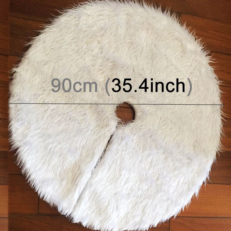 Christmas Tree Plush Skirt White Round Ornament Decoration, Diameter: 90cm