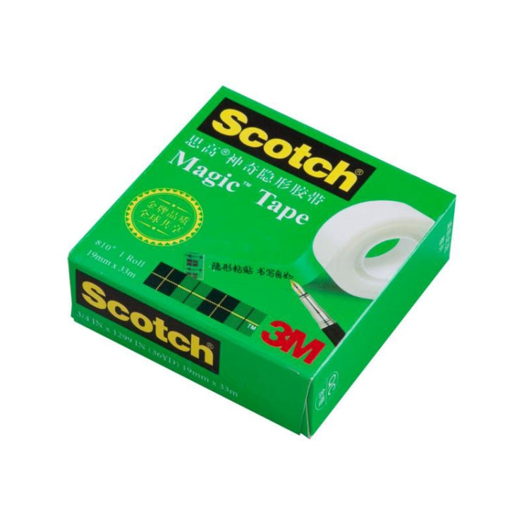 Scotch 810 Magic Invisible Tape Transparent Writing Repair Traceless Copying Tape, Size: 33m x 19mm