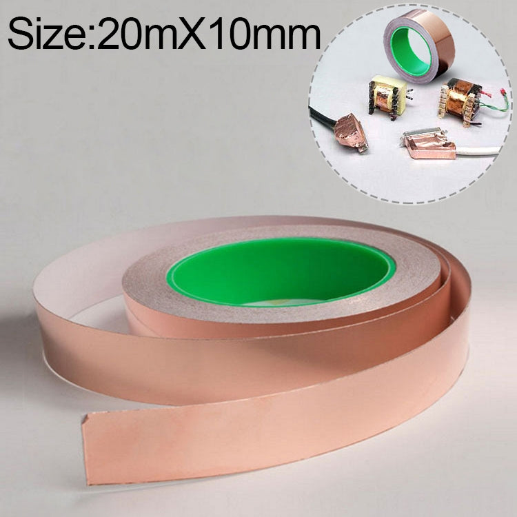 Pure Copper Double-sided Conductive Copper Foil Tape Signal Masking Tape, Size: 20m x 10mm