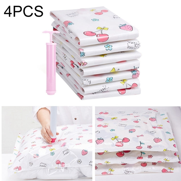 4PCS Space Saving Candy Color Pattern Vacuum Storage Bag, Explosion-proof Thinken Quilts Clothing Vacuum Seal Storage Bag with a Free Hand Pump, Size: 60*80 cm