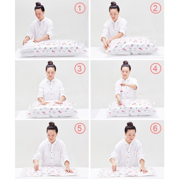 4PCS Space Saving Candy Color Pattern Vacuum Storage Bag, Explosion-proof Thinken Quilts Clothing Vacuum Seal Storage Bag with a Free Hand Pump, Size: 60*80 cm