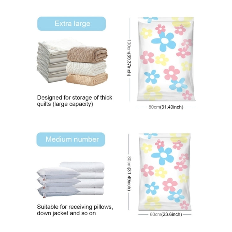 11 PCS Space Saving Sunflowers Pattern Vacuum Storage Bag, Thinken Quilts Clothing Vacuum Seal Storage Bag with a Hand Pump, Including: 3 PCS 80*100 cm，2 PCS 60*80 cm, 3 PCS 50*70 cm, 2 PCS 40*60 cm