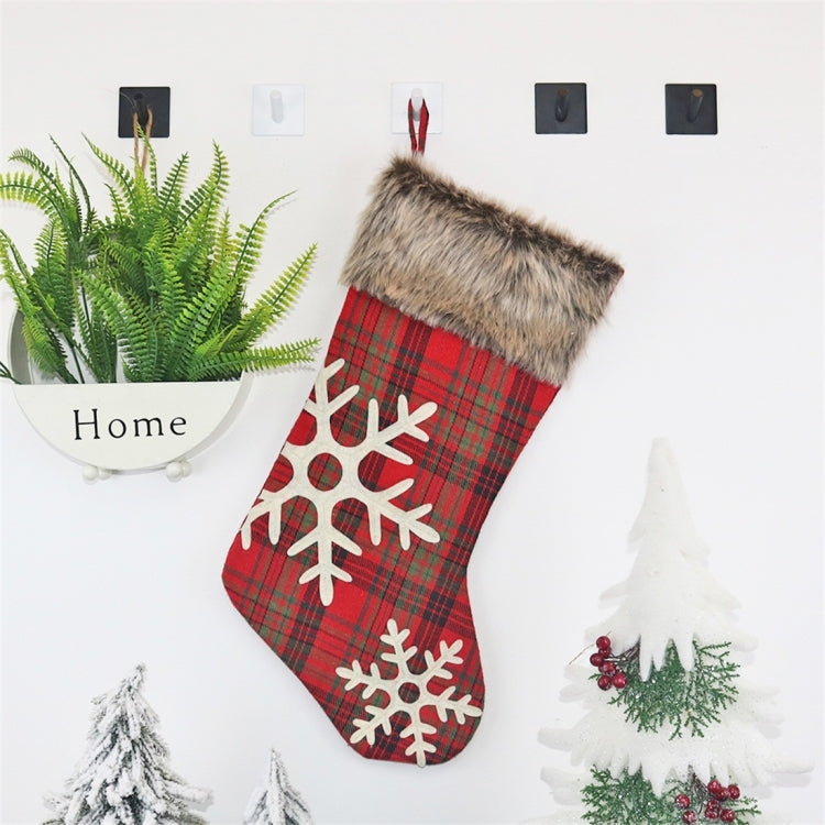 CX20202 Christmas Snowflake Plush Sock Gift Bag Christmas Tree Pendant Decoration